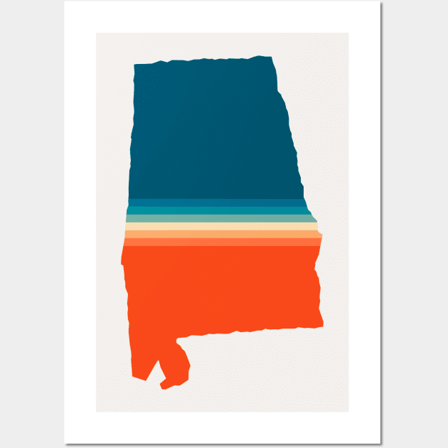 Alabama State Retro Map Wall Art by n23tees
